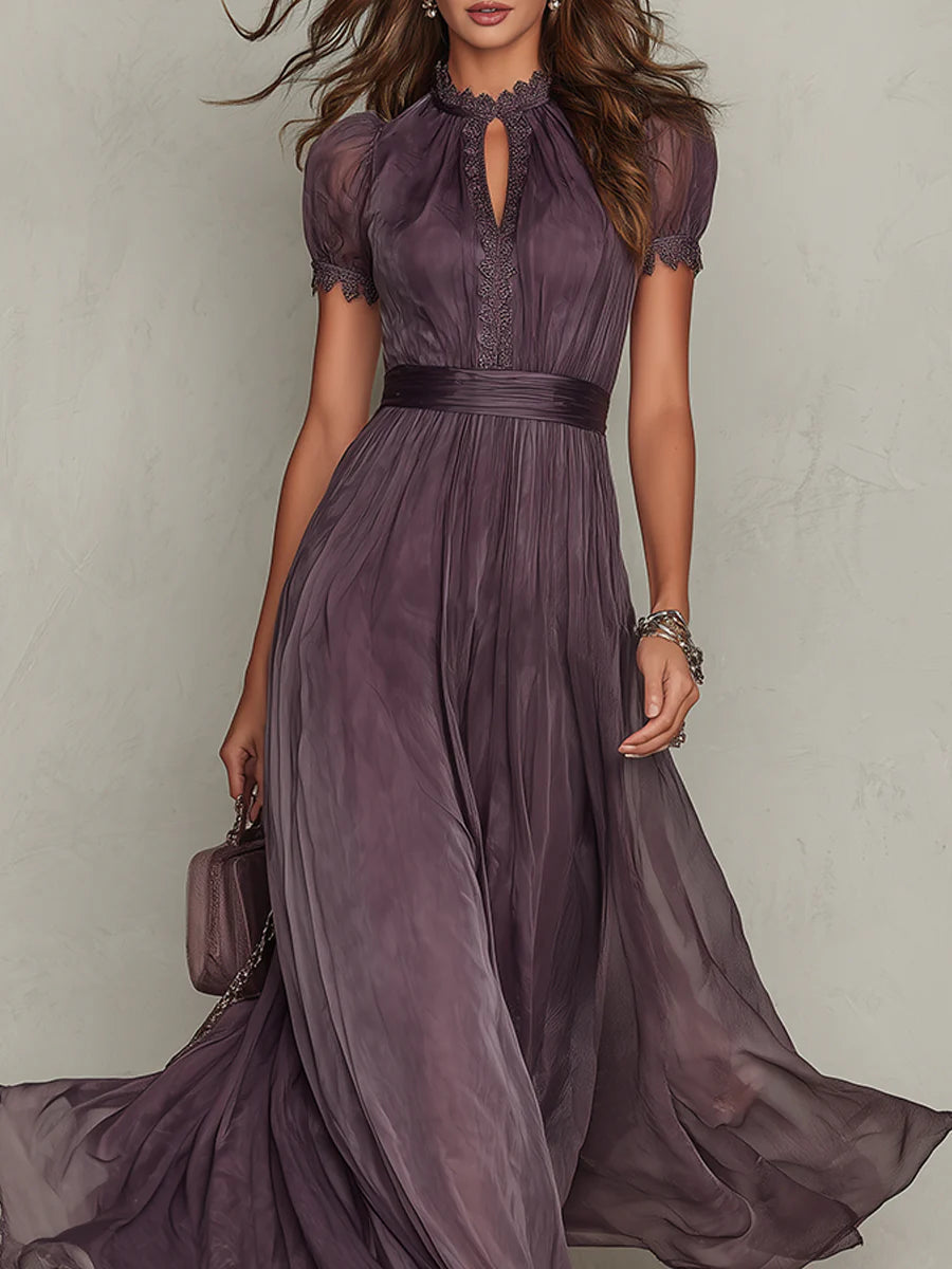 Ashley | Vintage Elegantes Chiffon Maxikleid 3