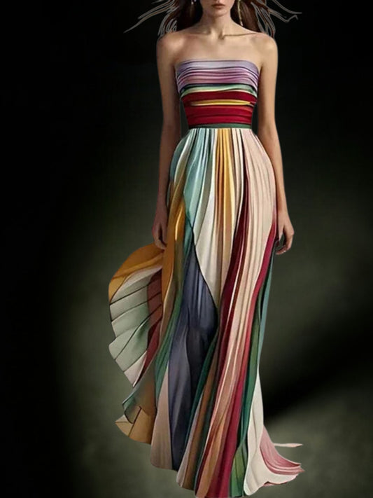 Asia | Langes Damenkleid aus hochwertigem Stoff mit bequemer Passform und einzigartigem Design | Mehrfarbig