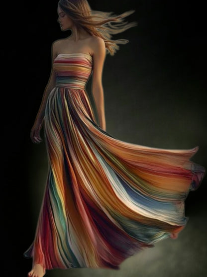 Asia | Langes Damenkleid aus hochwertigem Stoff mit bequemer Passform und einzigartigem Design | Mehrfarbig 2