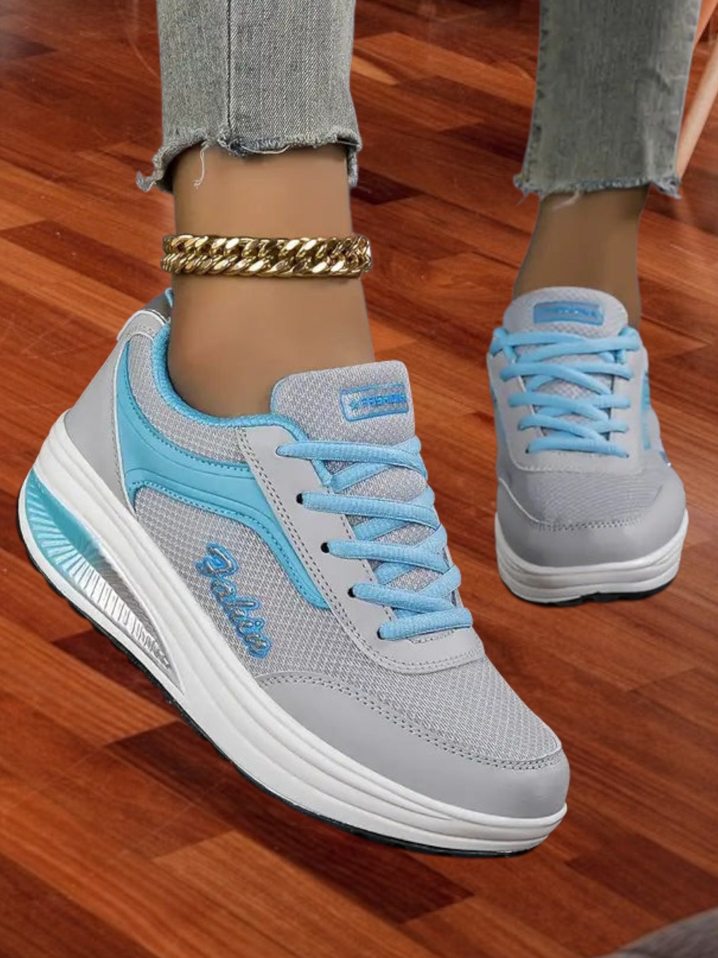 Atmungsaktive Orthopädische Flex-Schuhe für Damen mit Schnürung und modernem Design | Grau/Blau
