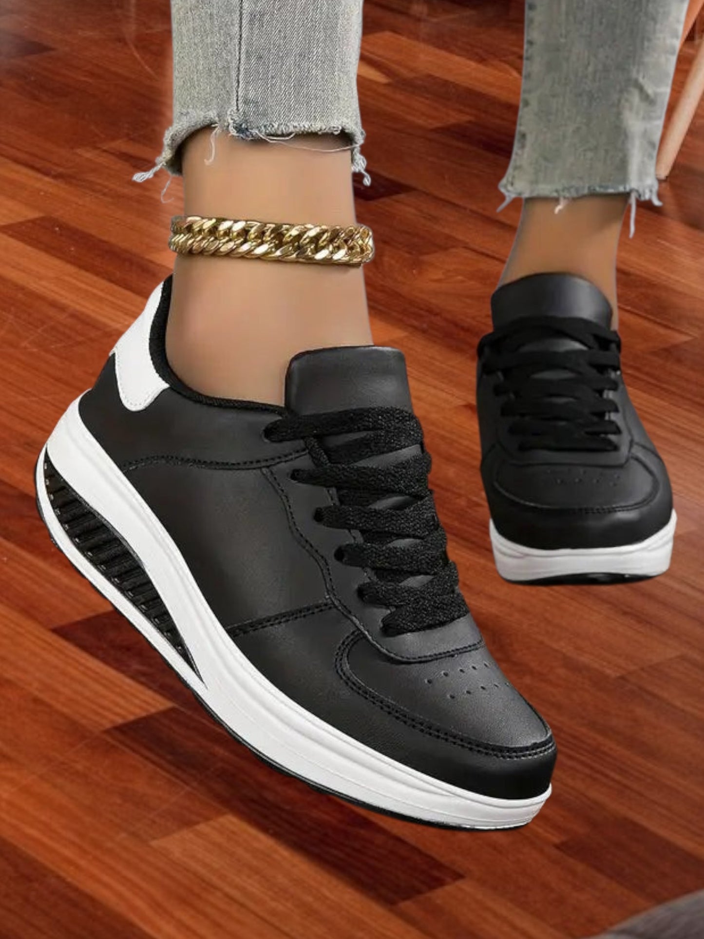 Atmungsaktive Orthopädische Flex-Schuhe für Damen mit Schnürung und modernem Design | schwarz