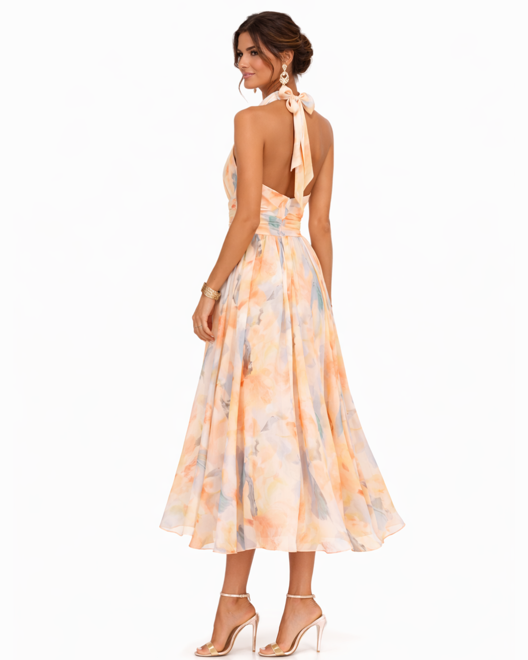 Aurora - Aquarell Druck Halter Neck Kleid 3