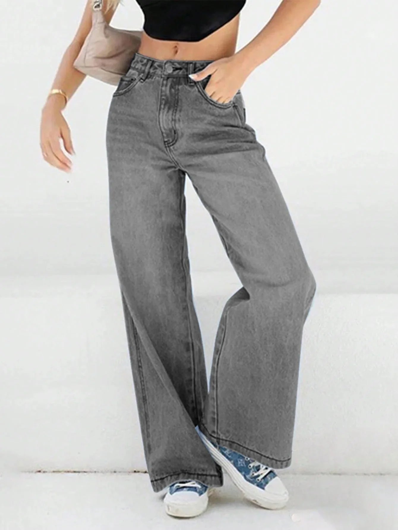Baggy Jeans Damen, Hohe Taille, Weite Passform | Lange Hose 1
