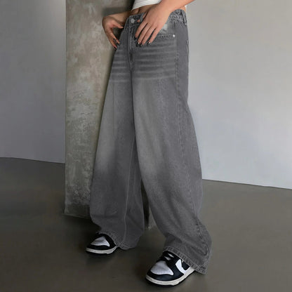 Baggy Jeans Damen, Mittlere Taille, Weite Beine | Lässiger Stil 3