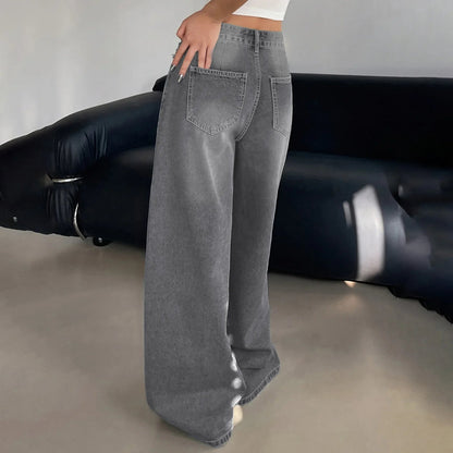 Baggy Jeans Damen, Mittlere Taille, Weite Beine | Lässiger Stil 5