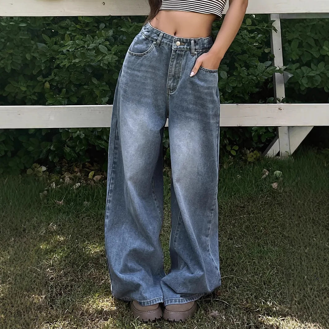 Baggy Jeans Damen, Weite Beine, Vintage-Stil | Lässige Passform 0