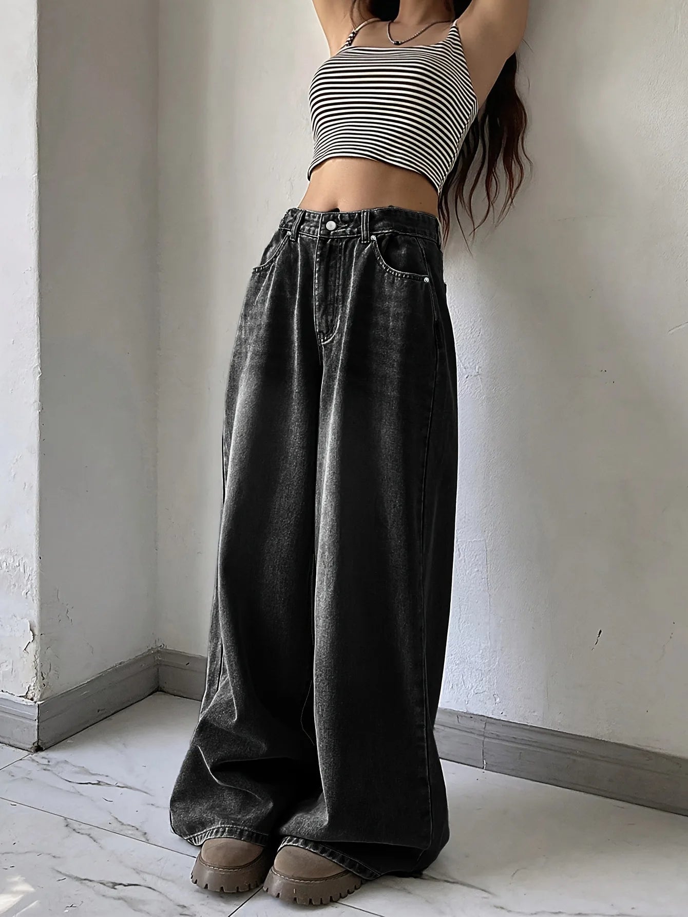 Baggy Jeans Damen, Weite Beine, Vintage-Stil | Lässige Passform 3