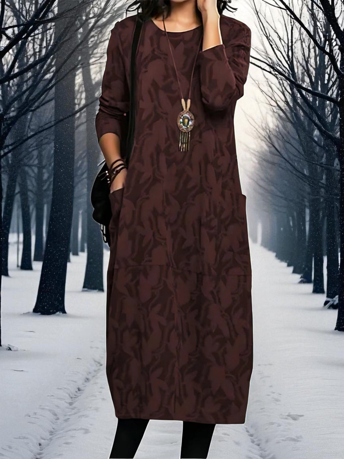 Bedrucktes Maxikleid | Rundhals 1