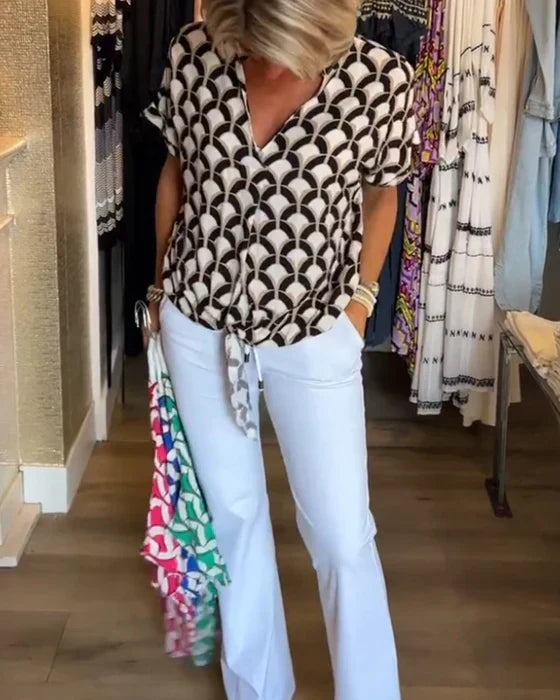 Bella™ - Lässiges Top mit Print und V-Ausschnitt 1