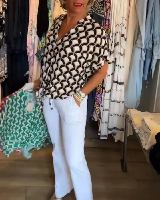 Bella™ - Lässiges Top mit Print und V-Ausschnitt 2