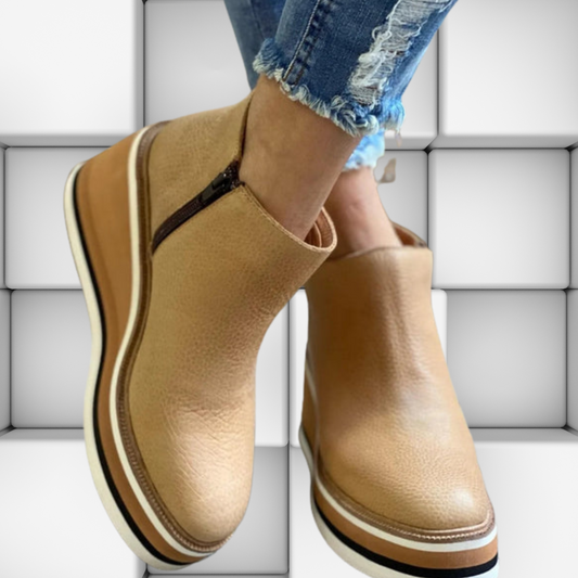 Bequeme Wedge-Stiefeletten – hochwertig, modisch und alltagstauglich | Beige