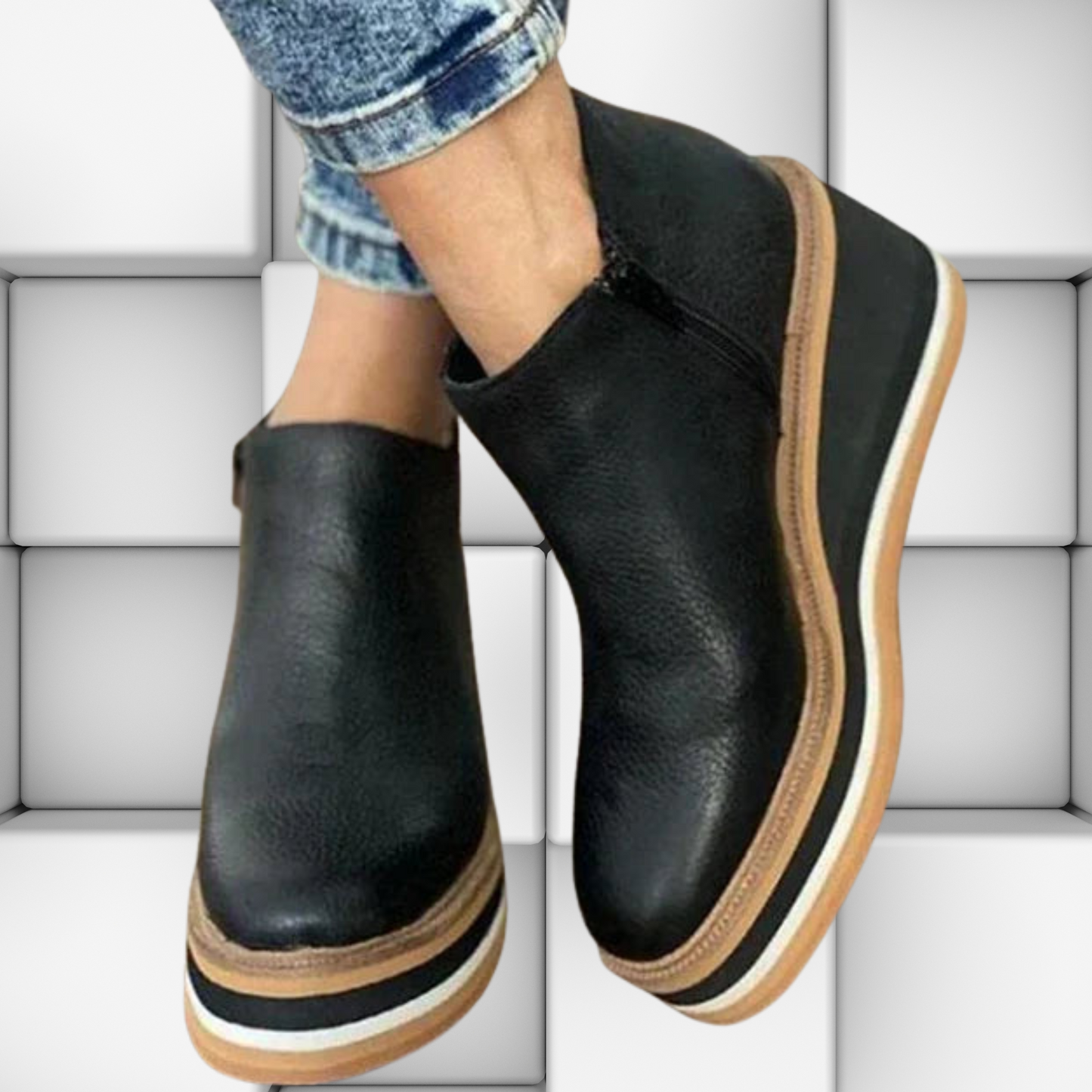 Bequeme Wedge-Stiefeletten – hochwertig, modisch und alltagstauglich | Schwarz