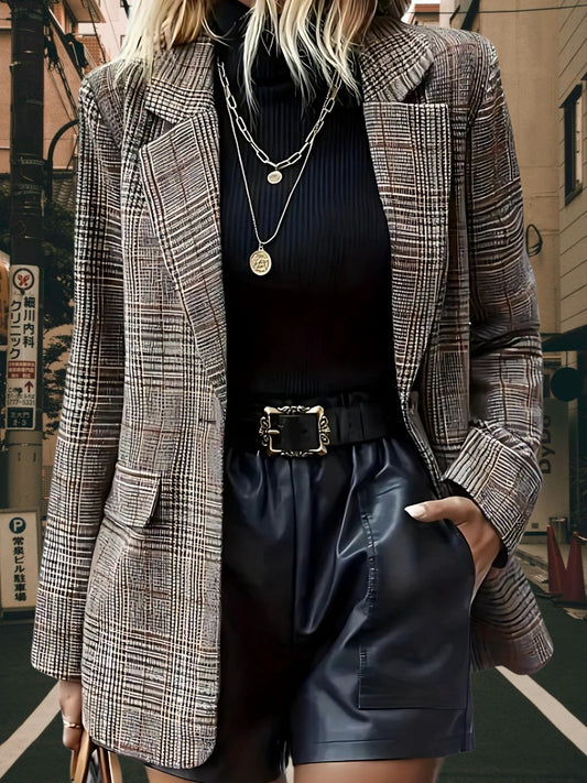 Blazer mit Reverskragen | Kariert Grau 0