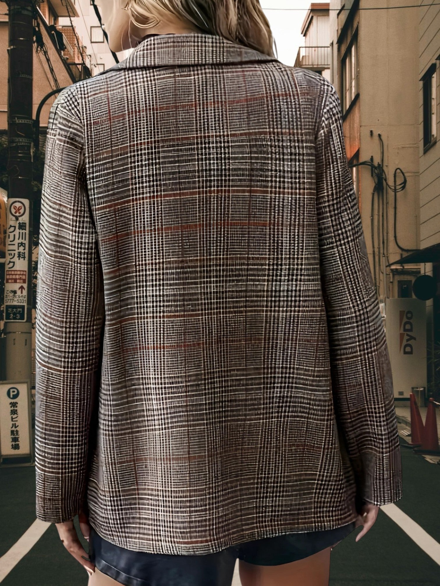 Blazer mit Reverskragen | Kariert Grau 2