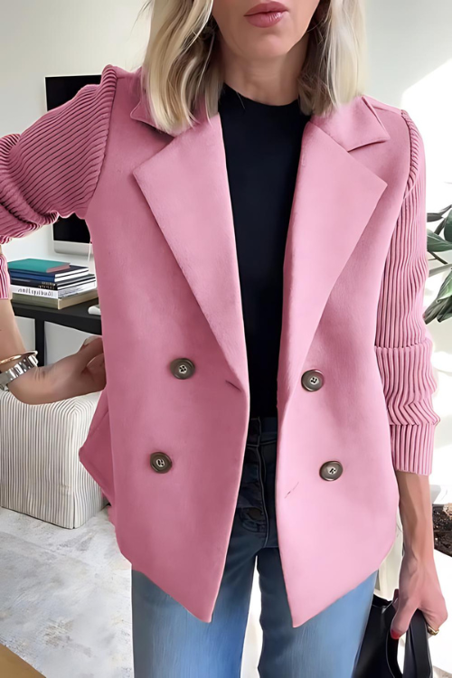Blazer mit Strickärmeln für Damen | Tailliert, hüftlang 0