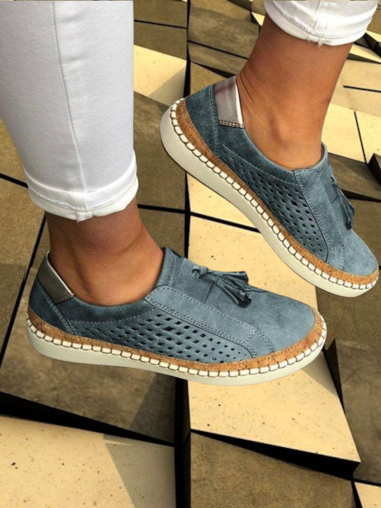 Bogen unterstützen Frauen-Sneaker mit Slip-Außensohle für Frauen | Blau