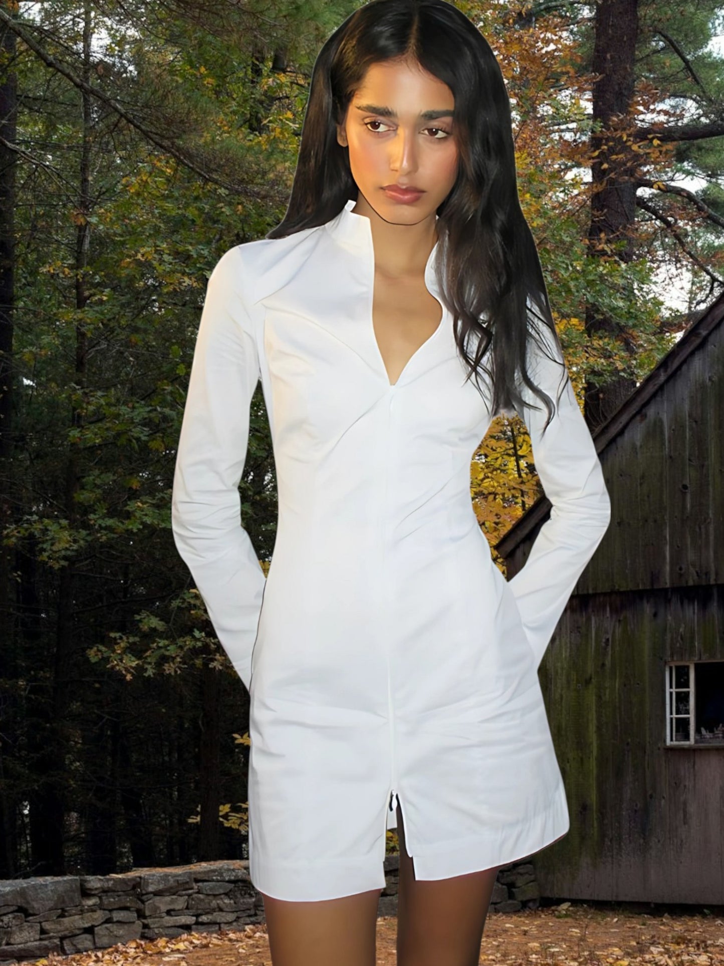 Caitriona | Sportlicher Damen-Trenchcoat aus atmungsaktivem Material mit langem Reißverschluss | WeiB