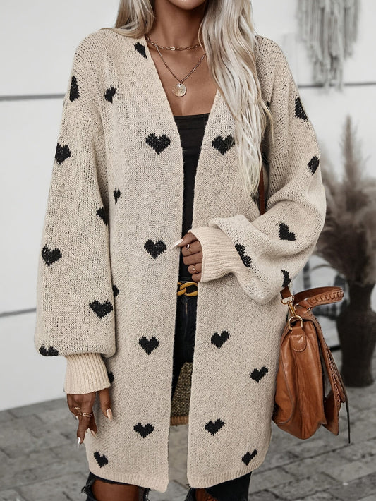 Cardigan Damen, Langarm, Herzmuster | Vielseitig 0