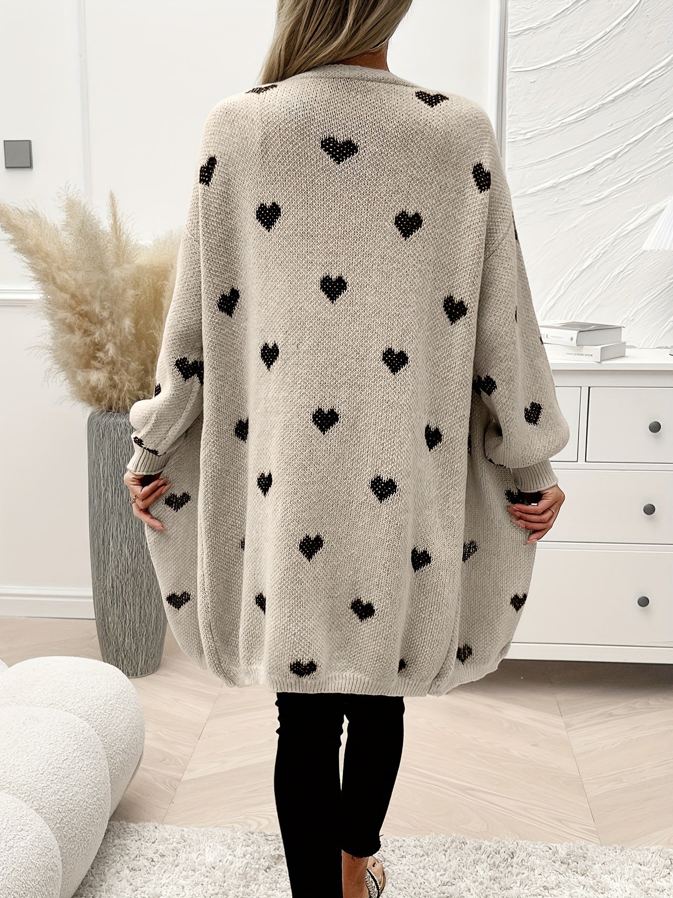 Cardigan Damen, Langarm, Herzmuster | Vielseitig 2