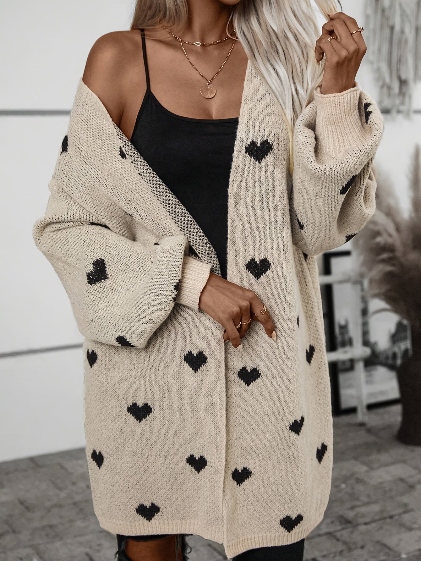 Cardigan Damen, Langarm, Herzmuster | Vielseitig 3
