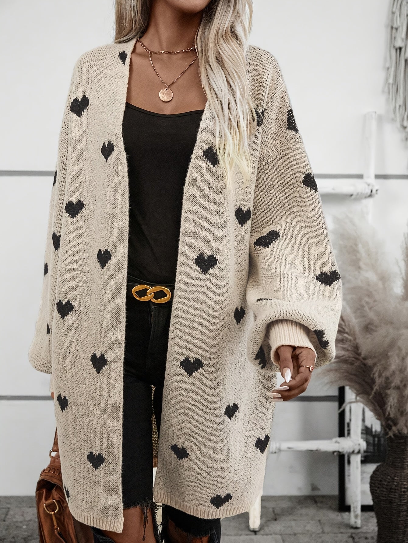 Cardigan Damen, Langarm, Herzmuster | Vielseitig 4