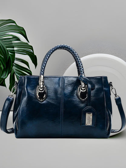 Celin | Elegante Leder-Dufflebag mit geräumigem Innenraum und robusten Griffen | Blau