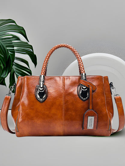 Celin | Elegante Leder-Dufflebag mit geräumigem Innenraum und robusten Griffen | Braun