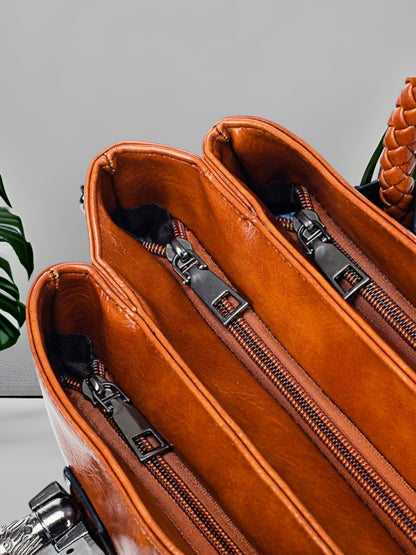 Celin | Elegante Leder-Dufflebag mit geräumigem Innenraum und robusten Griffen | Braun 3