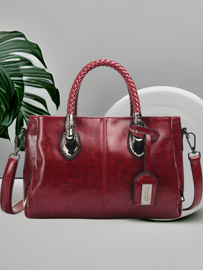 Celin | Elegante Leder-Dufflebag mit geräumigem Innenraum und robusten Griffen | Rot