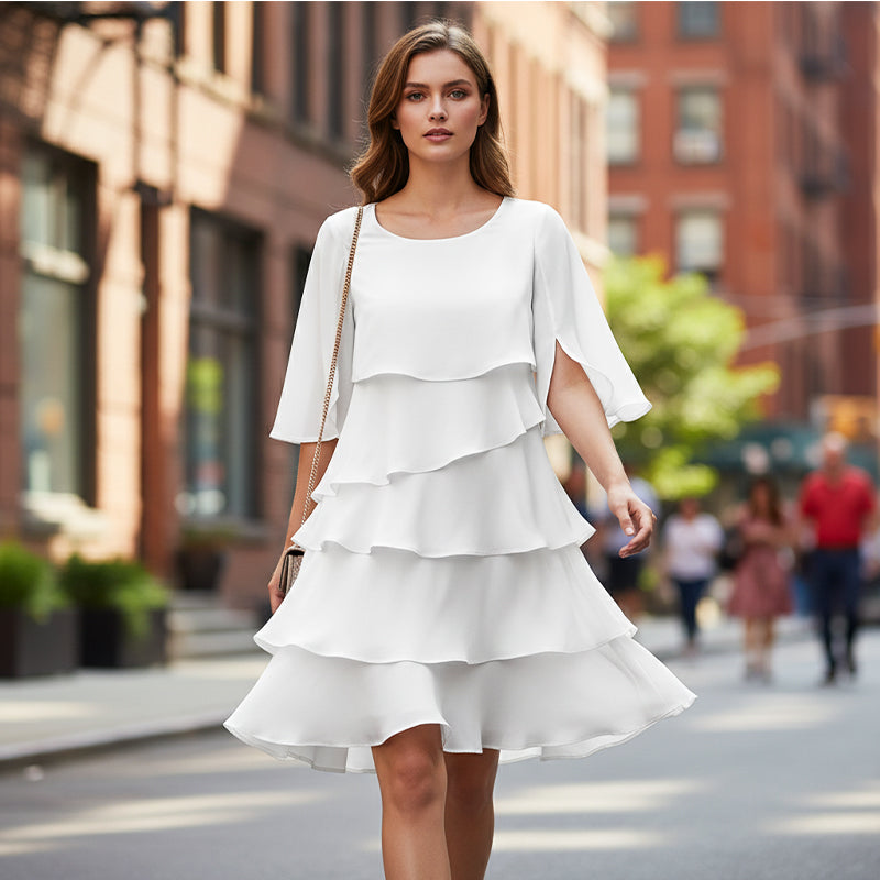 Chic Schichtkleid mit Puffärmeln für Frauen 6