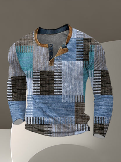 Chris | Stilvolles Herrenhemd im Patchwork-Design mit langem Arm und schmeichelhafter Passform | Blau