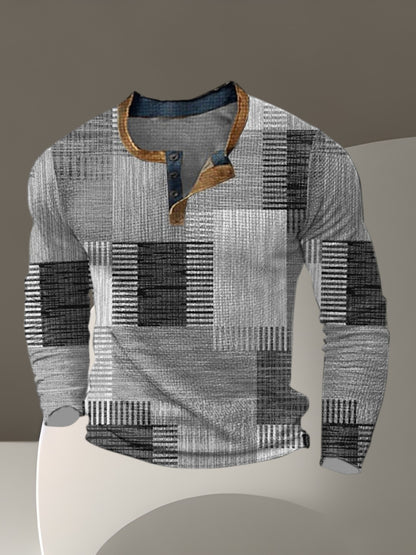 Chris | Stilvolles Herrenhemd im Patchwork-Design mit langem Arm und schmeichelhafter Passform | Grau