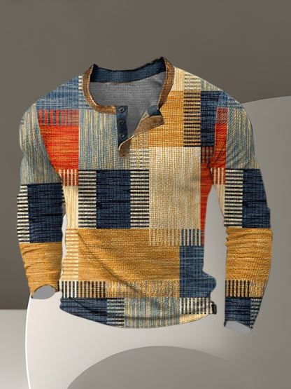 Chris | Stilvolles Herrenhemd im Patchwork-Design mit langem Arm und schmeichelhafter Passform | Orange