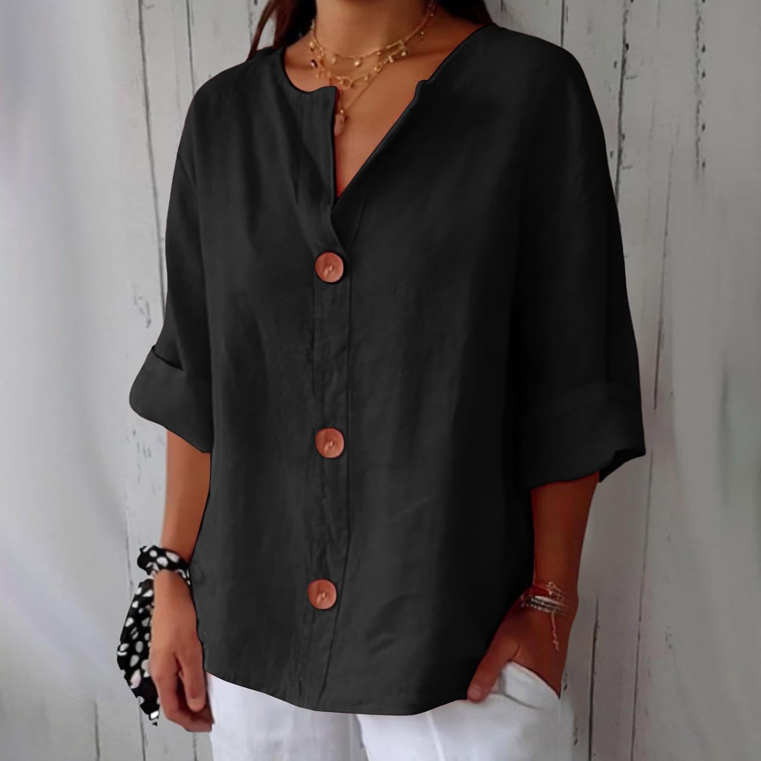 Bluse Damen | Lässig & Leicht mit V-Ausschnitt