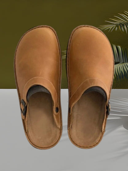 Cody | Stilvolle Leder-Slip-On Clogs für Damen und Herren mit überlegenen Komfort | Khaki 2