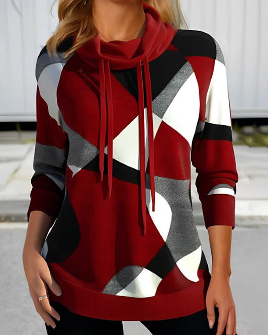 Colorblock-Sweatshirt für Damen | Geometrisches Muster 0