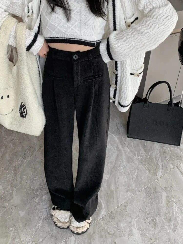 Cordhose für Damen, High Waist, Weites Bein | Winter 0