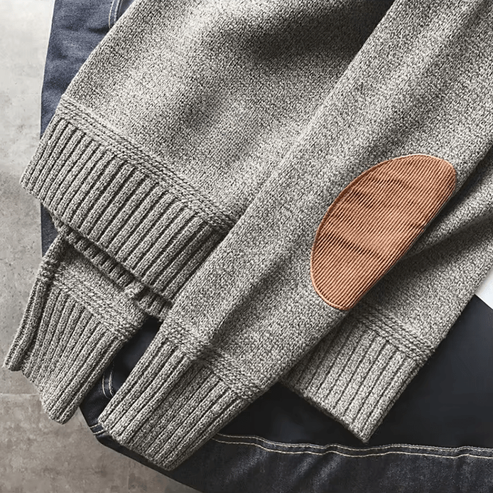 Cordpullover mit Ellenbogenflicken für Herren | Langarm 4