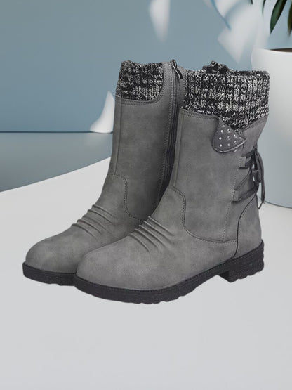 Cristina | Wasserdichte, rutschfeste Stiefel für Damen mit Schnürung und Reißverschluss | Grau 2