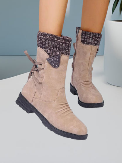 Cristina | Wasserdichte, rutschfeste Stiefel für Damen mit Schnürung und Reißverschluss | Khaki