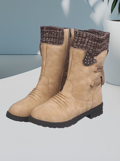 Cristina | Wasserdichte, rutschfeste Stiefel für Damen mit Schnürung und Reißverschluss | Khaki2