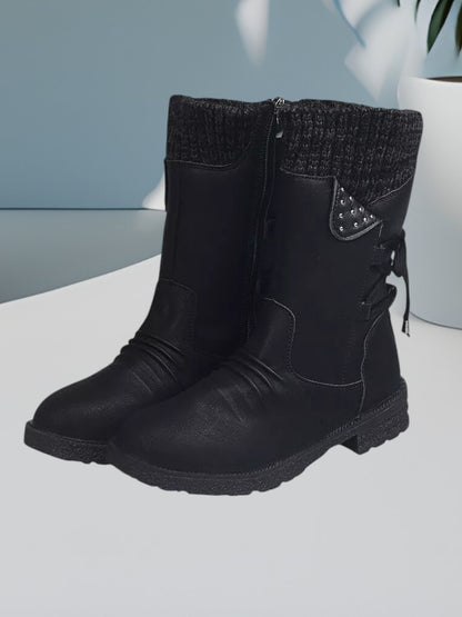 Cristina | Wasserdichte, rutschfeste Stiefel für Damen mit Schnürung und Reißverschluss | Schwarz 2
