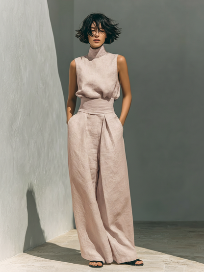 Jumpsuit Damen | Weites Bein & Stehkragen