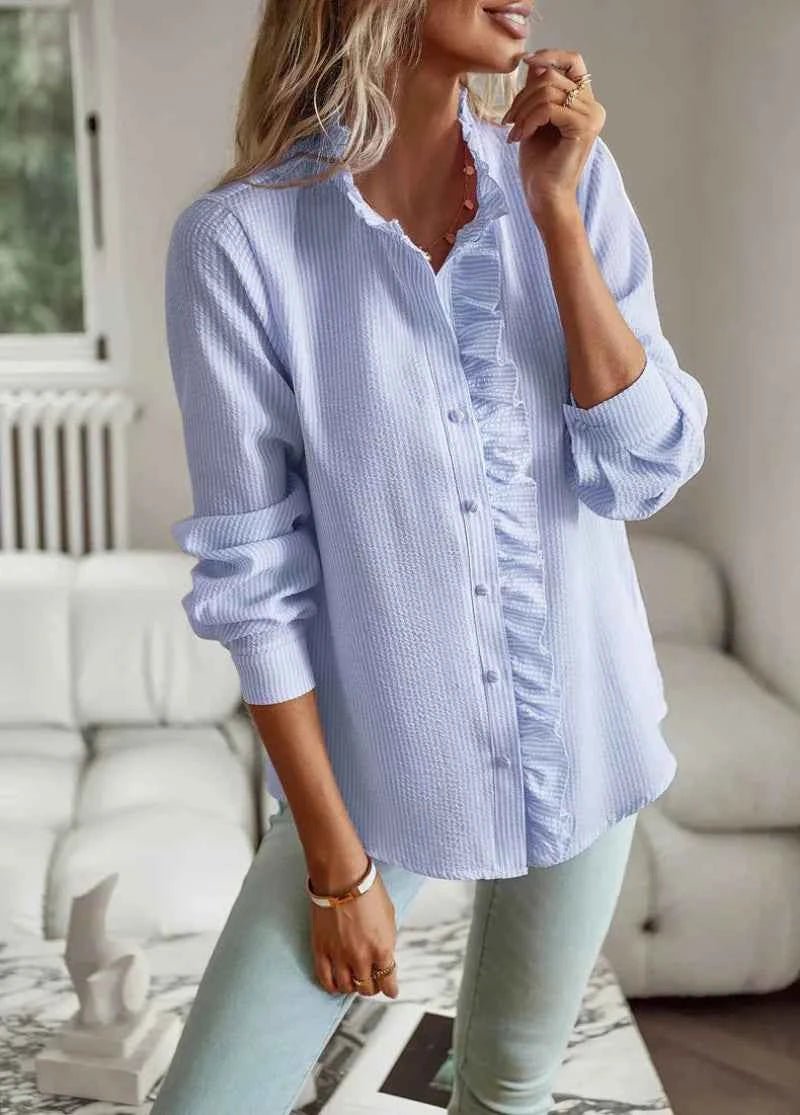 Damen Bluse mit Rüschenkragen 4