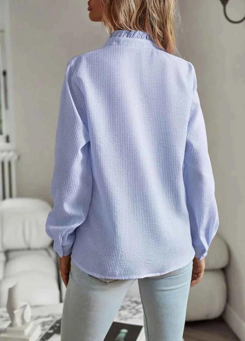 Damen Bluse mit Rüschenkragen 5
