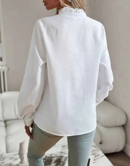 Damen Bluse mit Rüschenkragen 7