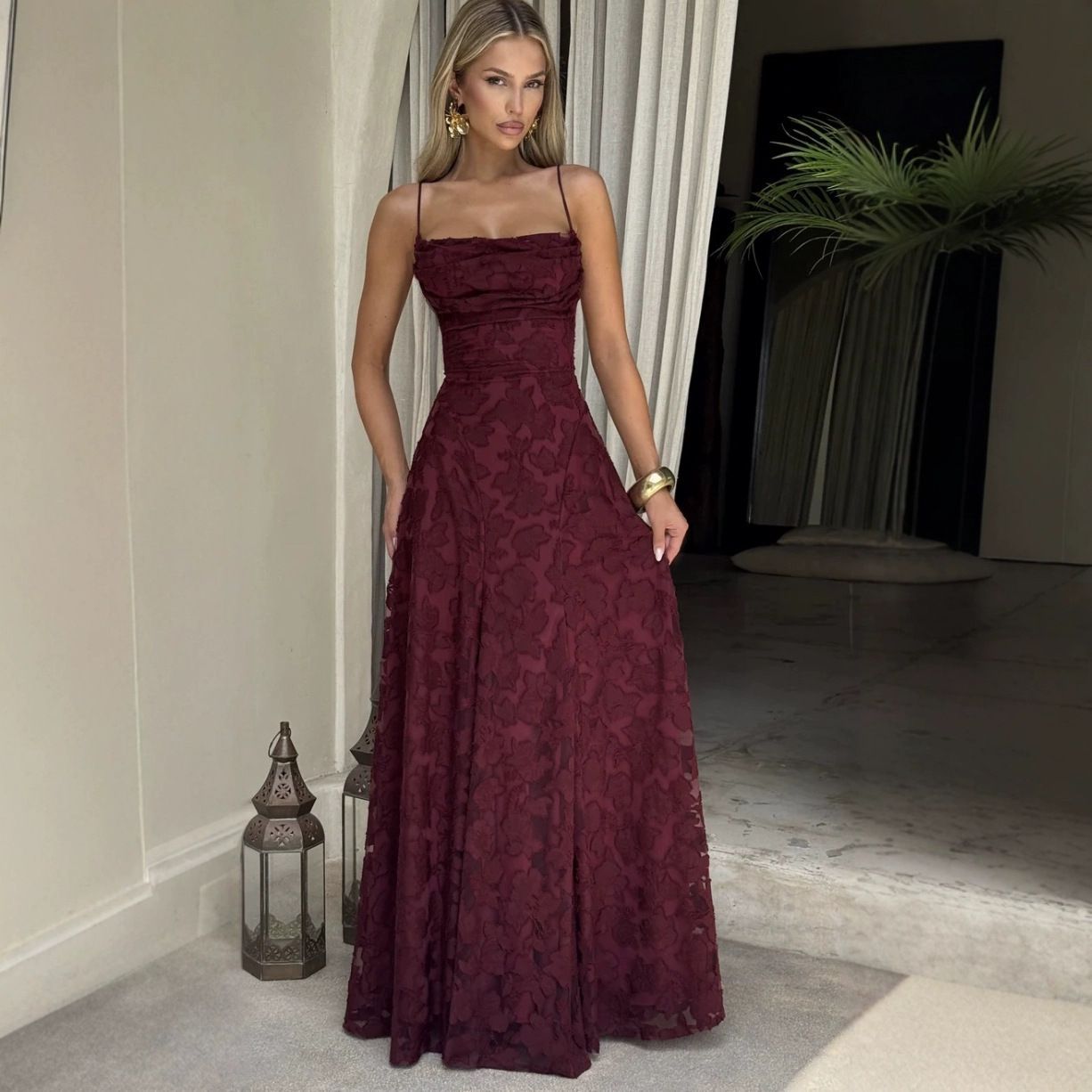 Damen Maxikleid mit floralen Spitzenapplikationen Echo Archiv 9