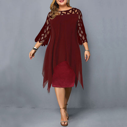Damen Midi-Kleid In Übergröße mit Spitze – Elegant & Bequem 2