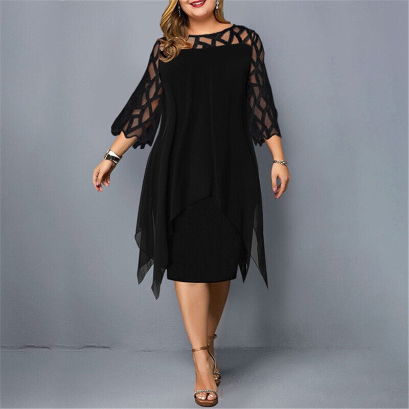 Damen Midi-Kleid In Übergröße mit Spitze – Elegant & Bequem 3
