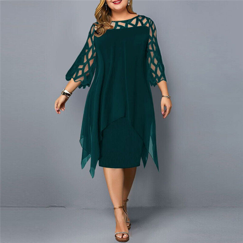 Damen Midi-Kleid In Übergröße mit Spitze – Elegant & Bequem 6